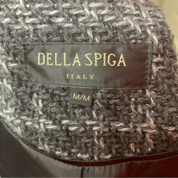 VINTAGE della spiga italy gray tweed blazer wool blend herringbone plaid coat M - Picture 11 of 16